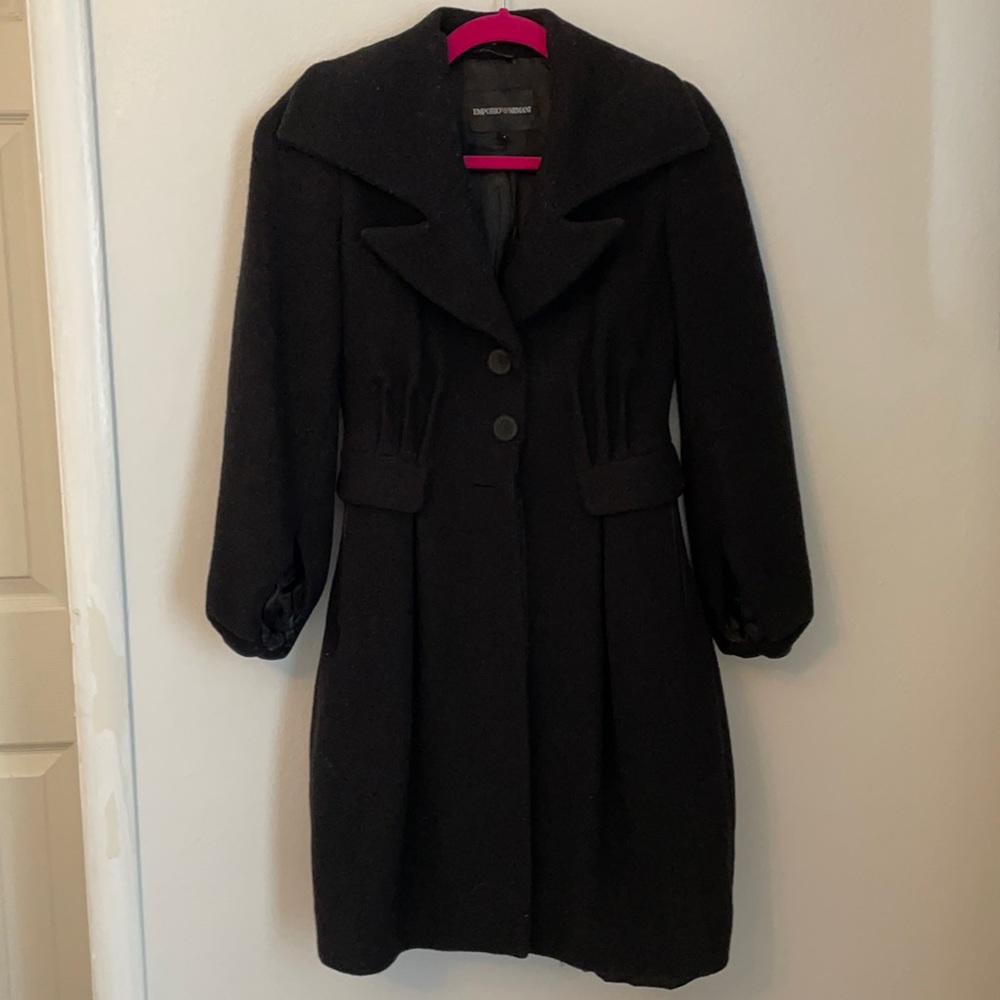 Emporio Armani Black Wool Coat